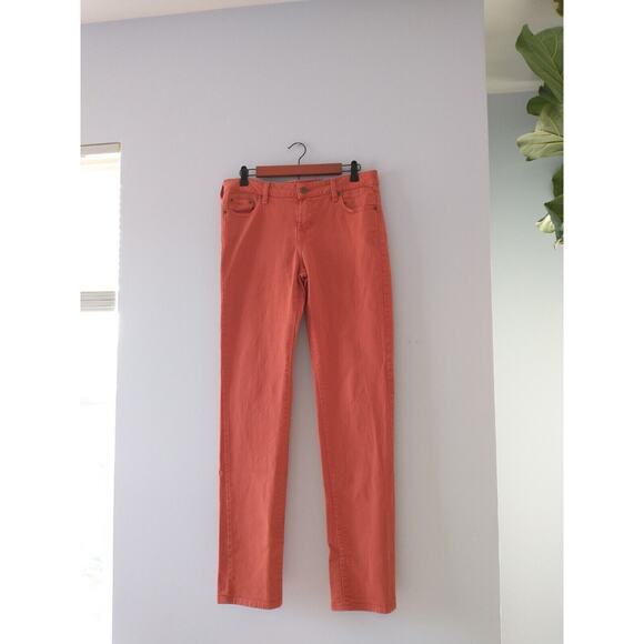 Garnett Hill 10 Long Regular Fit Color Jeans Denim Cotton Spandex Coral Red - Picture 1 of 11